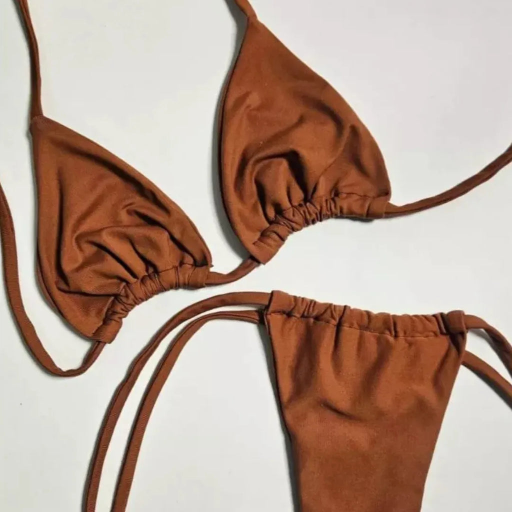 Biquini Cortininha Fio Dental Com Amarraçao