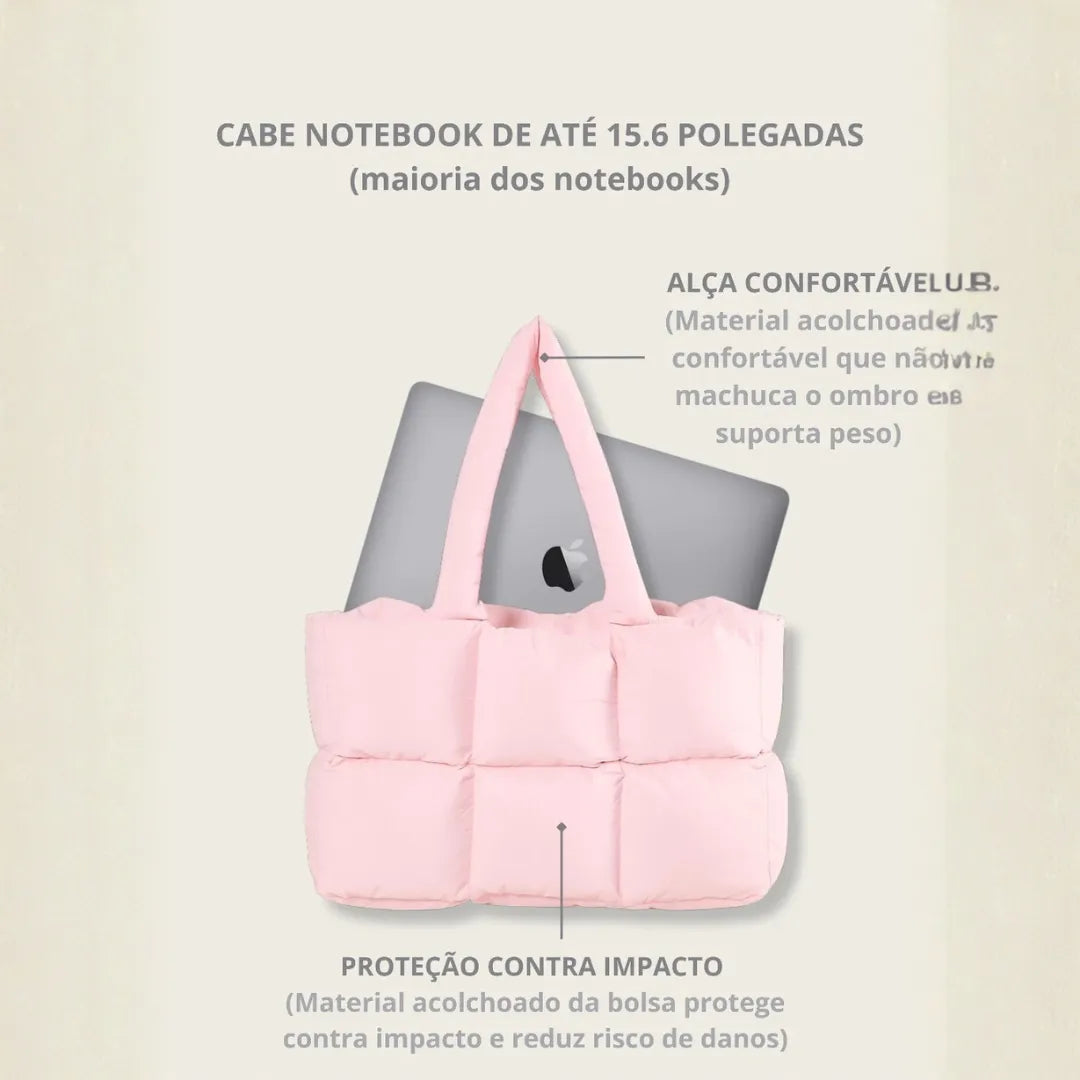 Bolsa Feminina de Ombro Grande Estilosa Puffer Acolchoada