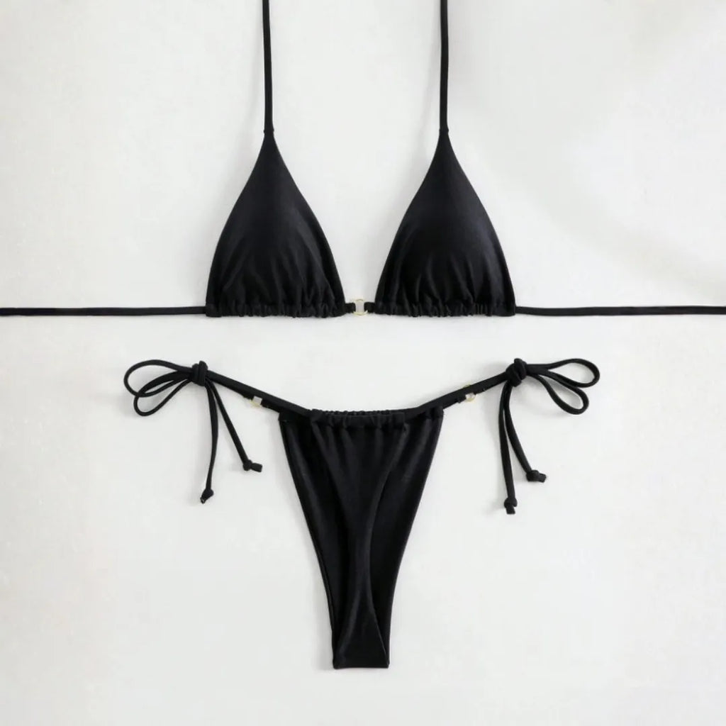 Biquíni Liso com Tanga e Faixa Ajustável