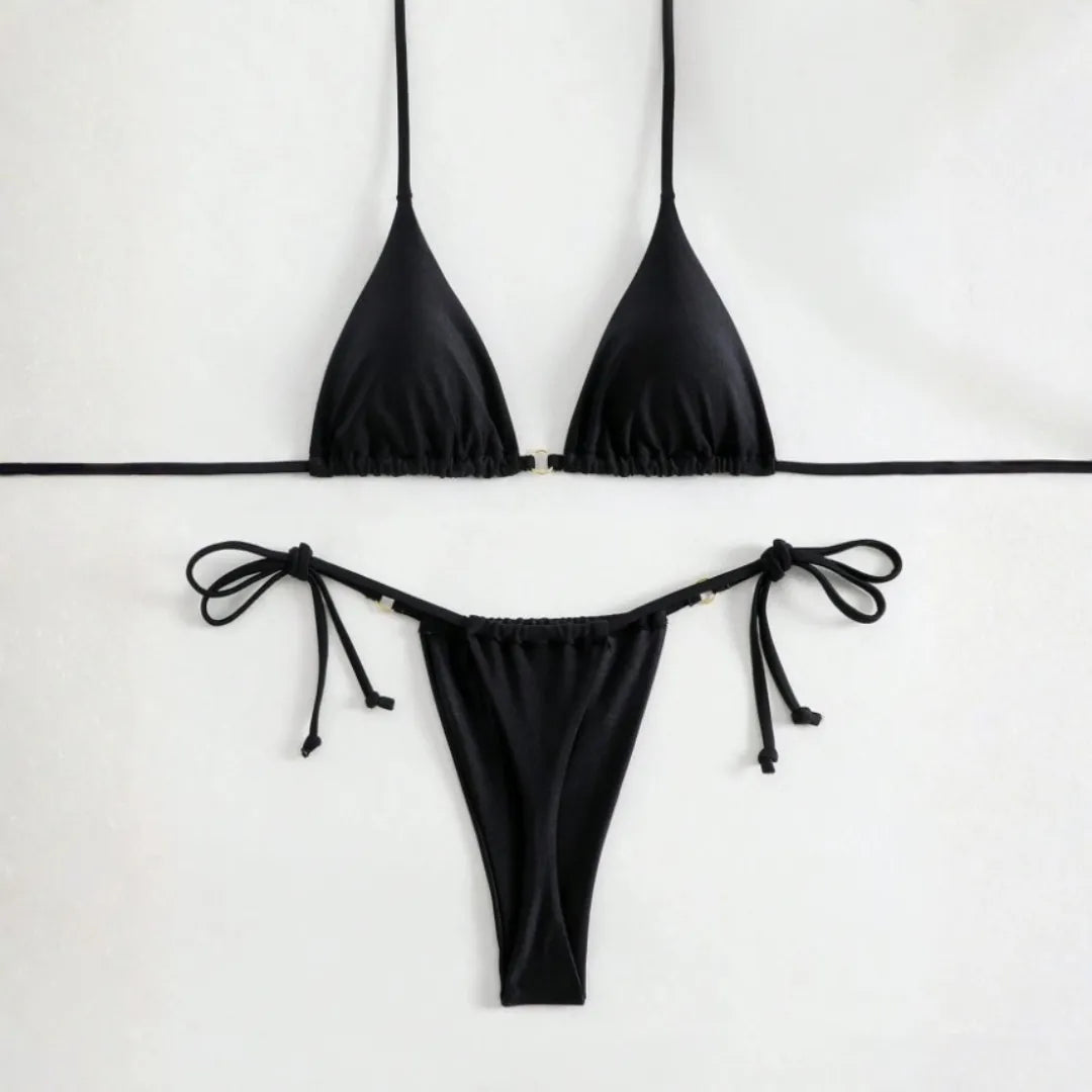 Biquíni Liso com Tanga e Faixa Ajustável