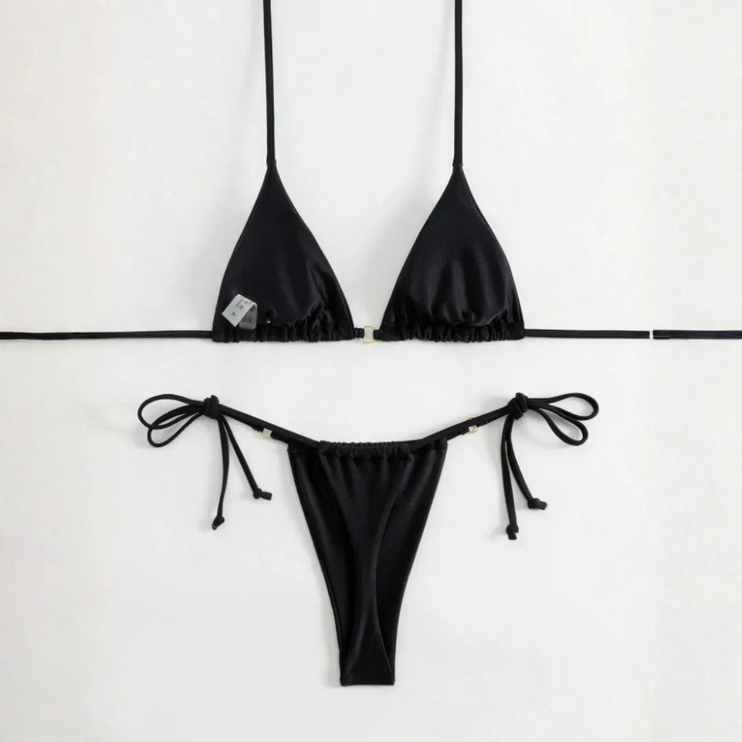 Biquíni Liso com Tanga e Faixa Ajustável