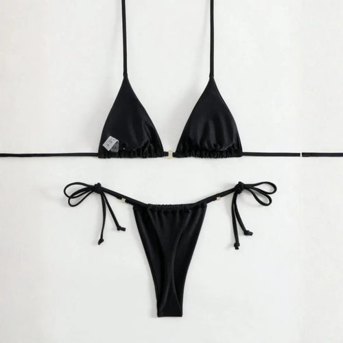 Biquíni Liso com Tanga e Faixa Ajustável