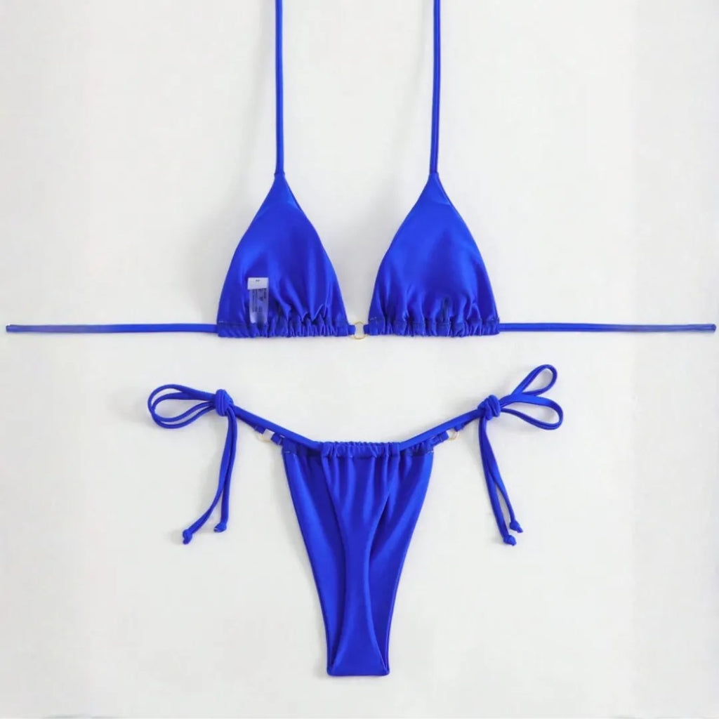 Biquíni Liso com Tanga e Faixa Ajustável