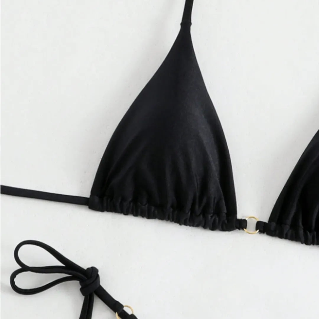 Biquíni Liso com Tanga e Faixa Ajustável