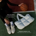 Bolsa Feminina de Ombro Grande Estilosa Puffer Acolchoada