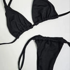 Biquini Cortininha Fio Dental Com Amarraçao