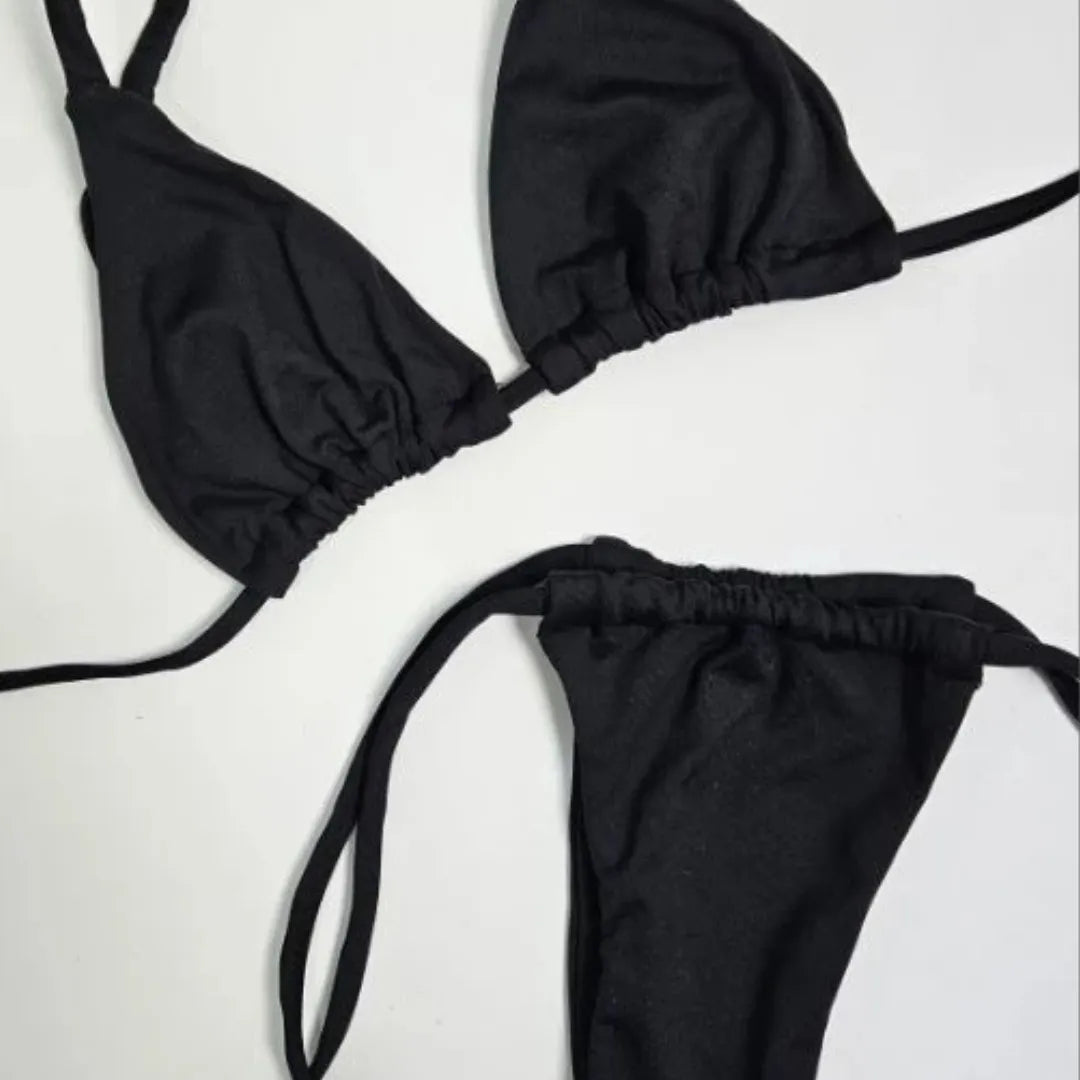 Biquini Cortininha Fio Dental Com Amarraçao