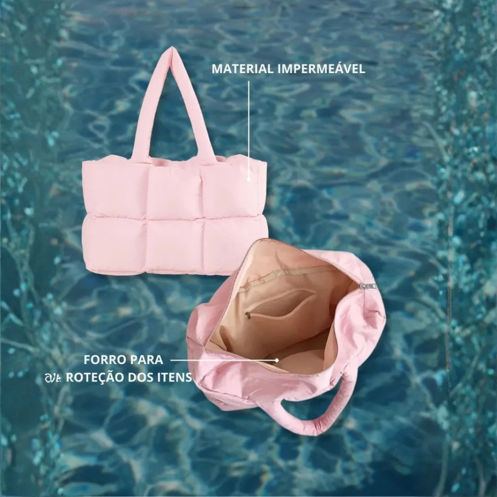 Bolsa Feminina de Ombro Grande Estilosa Puffer Acolchoada