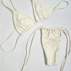 Biquini Cortininha Fio Dental Com Amarraçao