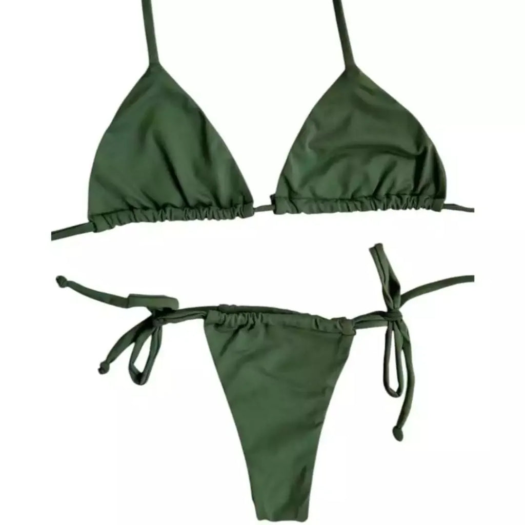 Biquini Cortininha Fio Dental Com Amarraçao